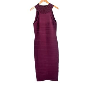Cushnie et Ochs Burgundy Bodycon Midi Dress M Halter Luxe Minimalist